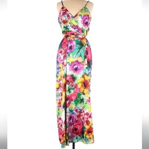 Nicole Miller Vibrant Floral Maxi Dress Sz M